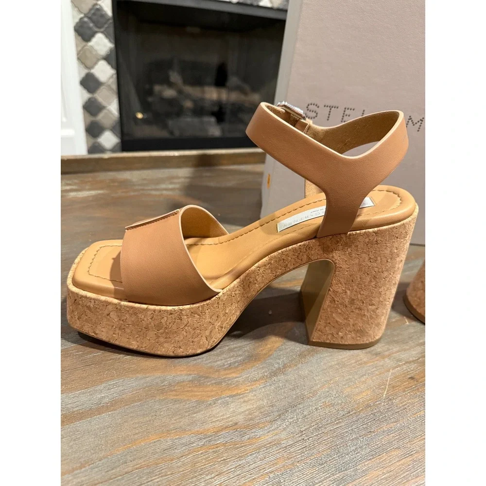 Stella McCartney Skyla Platform Sandals VEGEA Vegan Cork Heel 38.5 9.5 NIB‎